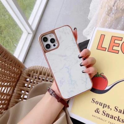 China New Design Luxury Anti-fall Electroplate Marble Phone Case For Iphone 12 Pro Max Shockproof Shell for sale