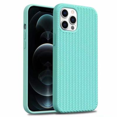 China Anti-fall Weview New Arrival Woven Rainbow Color Liquid Silicon Phone Case For iPhone 12 Pro for sale