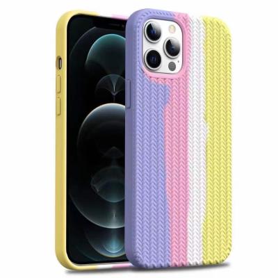 China Anti-fall Weview Rainbow Color Liquid Silicon Woven Latest Phone Case For iPhone 13 Pro Max for sale