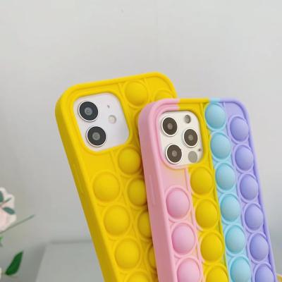 China Anti-fall New Arrival Rainbow Silicon Phone Cover for Iphone 11 fidgety person toy stress release for sale