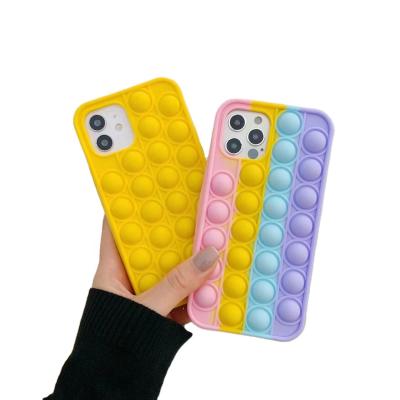 China Rainbow Anti-fall New Arrival Silicon Shell for Iphone 12 fidgety person toy stress release phone cover for sale