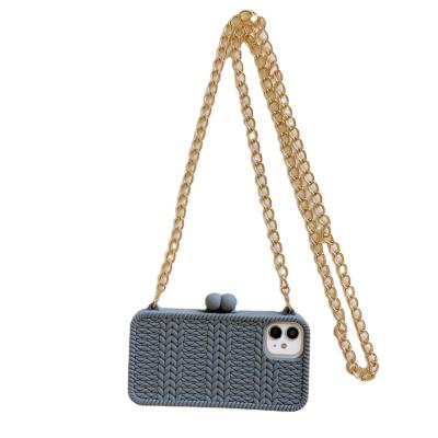 China New Listing High End Anti-fall Luxury Women Fashion Designer Woven Fashionable Bag Phone Case for sale