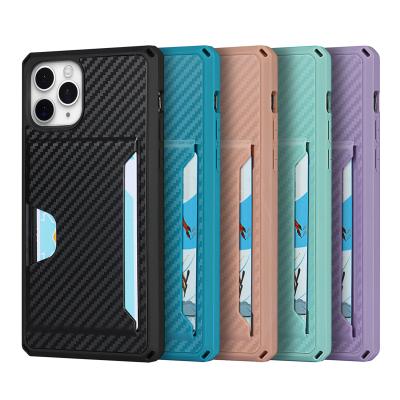 China Widely Used Anti-fall Special Design Card Slot PC Carbon Fiber Card Holder Phone Case for sale