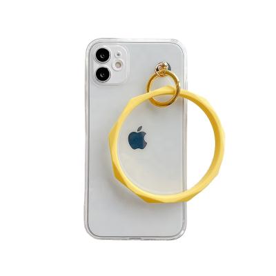 China Weview Latest Colorful Straight Edge TPU Clear Silicon Ring Bracelet Cell Phone Case Anti-fall With Strap For iphone 12 pro for sale