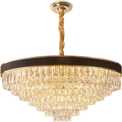 China Gold Modern Luxury Round Crystal Pendant Chandelier Lamp For Villa Hotel for sale