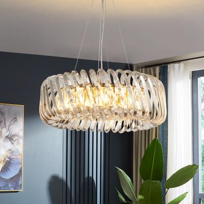 China Modern Luxury Round Villa Hotel Crystal Ceiling Light Modern Rectangle Crystal Pendant Chandelier Lamp For Golden for sale