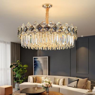 China Adjustable Ceiling Light Plating Chandelier K9 Modern Crystal Body Lamp Indoor And Luxurious Height Crystal Chandelier for sale