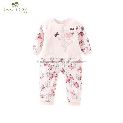 China Newborn Babies 100% Organic Cotton Long Sleeve Baby Romper Butterfly Organic Soft Small And Long Sleeve +Pants Cozy Baby Clothes for sale