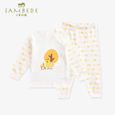 China 100% Cotton Baby Clothes Set Pajamas Cartoon Print Anti-wrinkle Good Sale T-shirt Long Sleeves Warm Long Pants for sale