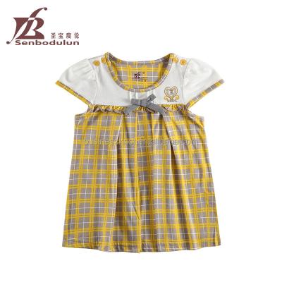 China Topsale Summer Latest Design New Arrival Plaid Baby Girl Yellow Princess Party Dress Fully Washable for sale