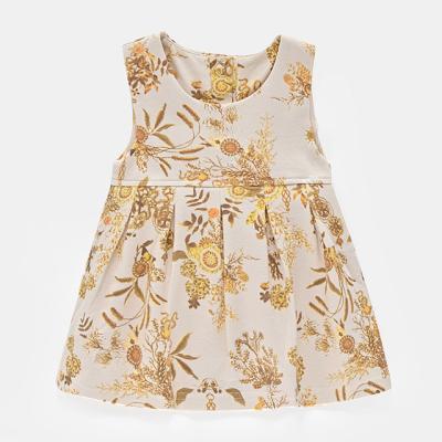 China 2021 Breathable Kids Bridesmaids Dresses 2021 Summer Infant Flower Pattern Printed Sleeveless Little Girl Baby for sale