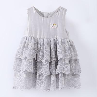 China New Fashion Breathable Design Summer Kids Fancy Party Wear Trimming Dresses Baby Girls Sleeveless Dress for sale