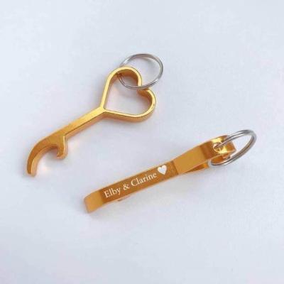 China Viable Hot Sale Customized Portable Stylish Heart Shaped Key Ring Bottle Opener Key Chain Love Bottle Opener Wedding Gift for sale