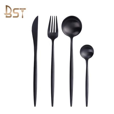 China Portuguese Black Flatware Flatware 304 Stainless Steel Flatware+Stable Spoon Fork Cutlery Set for sale