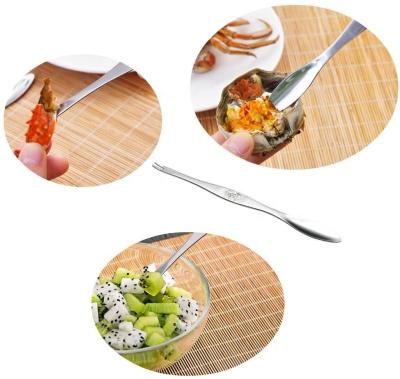 China Multi Function Sustainable Seafood Tools 304 Stainless Steel Lobster Crab Fork Walnut Needle Fruit Fork for sale