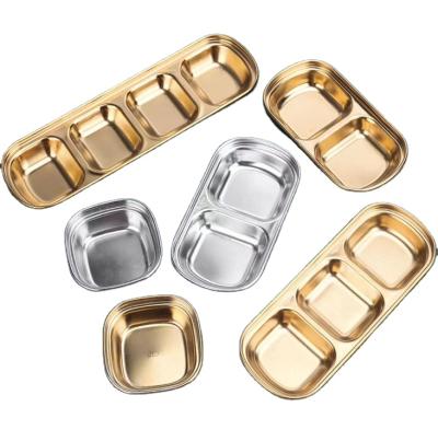 China Sustainable 304 Stainless Steel Soybean Korean Spices Plates Bulk Seasoning Bowl Sauce Tray Small Dish for sale