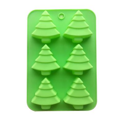 China Sustainable 6 Cavity Cake Decorating Christmas Tree Silicone Cake Chocolate Candy Cheese Mold DIY Tools For Kitchen Baking for sale