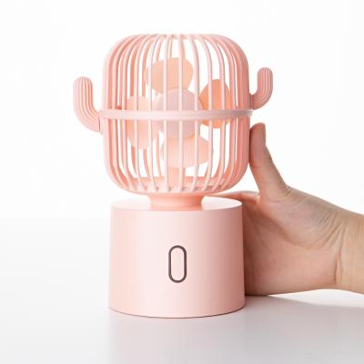 China Household Air Cooling Fan Cactus Shape 3 Modes USB Charging High Power Table Fan For Summer for sale