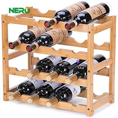 China Sustainable Bamboo Wine RackBamboo Shelf And Wine Rack For Family Wine for sale