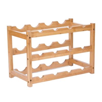 China Other Countertop Wine Bottle Storage Rack Bamboo Wood Wine Rack for sale