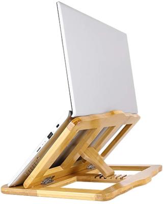 China Desktop Adjustable Single Bamboo Portable Stand Laptop Stand Adjustable Height (Height) Laptop Table Stand for sale