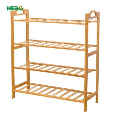 China (Size) Amazon Adjustable Top Selling Multi-Tiered Portable Bamboo Wooden Shoe Racks For Home for sale