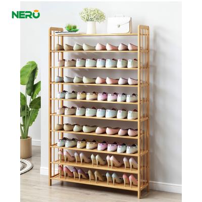 China (Size) Adjustable Bamboo&wood Shoe Tower Shoe Rack Cabinet Organizer Portable Shoe Rack for sale