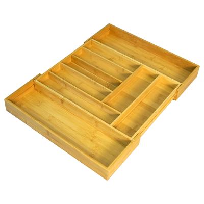 China 2022 Viable Popular Bamboo Kitchen Drawer Organizer, Wooden Cutlery Tray for sale