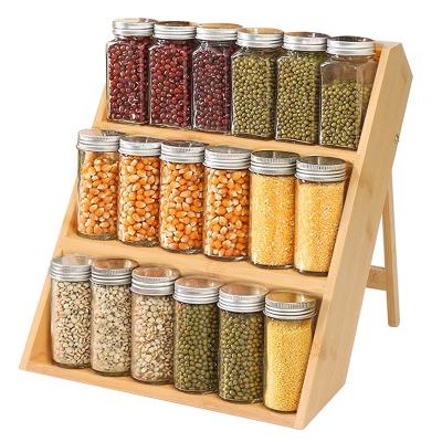 China Sustainable 3-Tier Bamboo Spice Rack Spice Rack Kitchen Countertop Eco Friendly POS Organizer for sale