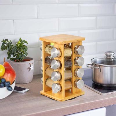 China Sustainable 3 Tier Bamboo Spice Rack Display Stand For Kitchen for sale