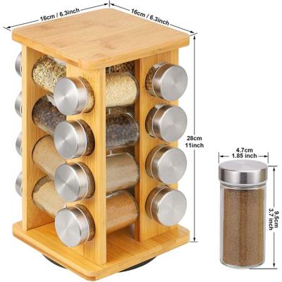 China Sustainable Revolving Bamboo Spice Rack Kitchen Spice Rack Shelf for sale