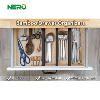 China Modern Adjustable Home Drawer Organizer Expandable Bamboo Divider for sale