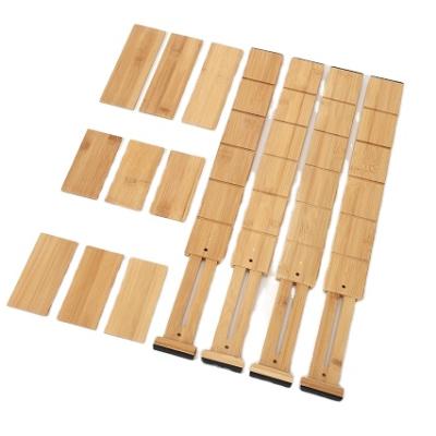 China 2022 Modern 4 Expandable Bamboo Drawer Dividers Adjustable Wooden Drawer Organizer Set for sale