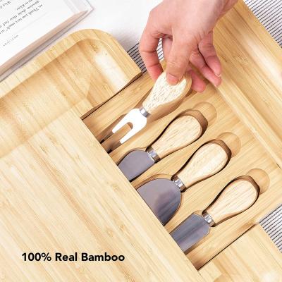 China High Quality Wooden Stocked Cheese Board Cheese Cutting Board with Cutlery Set for sale