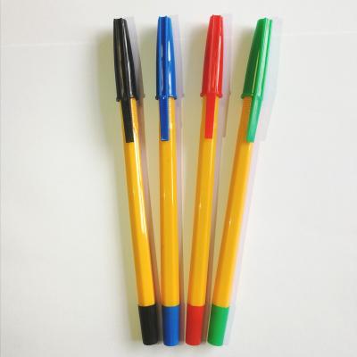 China Office & School Pen Hot Selling Good Quality Plastic Barrel Roller Stick Yellow Ballpoint Pens for sale