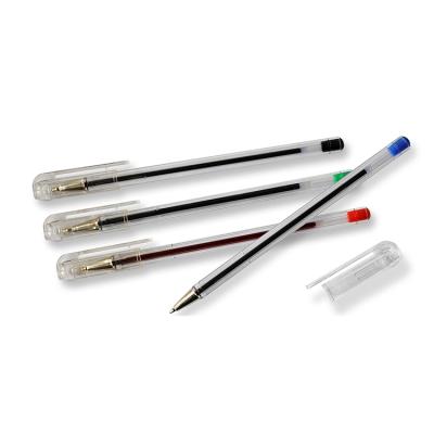 China Office & Pen Promotion Office School Transparent Stick Plastic Cheap Ballpoint Pens for sale