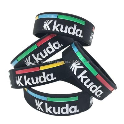 China Debossed Printed Rubber Wristbands Bulk Cheap Cool Sports Silicone Wristbands for sale