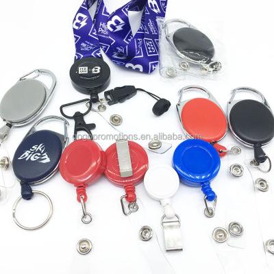 China ID Card Badge Holding Custom Color Matching Hot Sale Plastic ID Cards Badge Holder Carabiner Heavy Duty Retractable Reel With Clip for sale