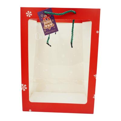 China China Factory Supply High Quality Low MOQ Recyclable Red Christmas Transparent Gift Bag With Window Potli Bags For Gifts for sale