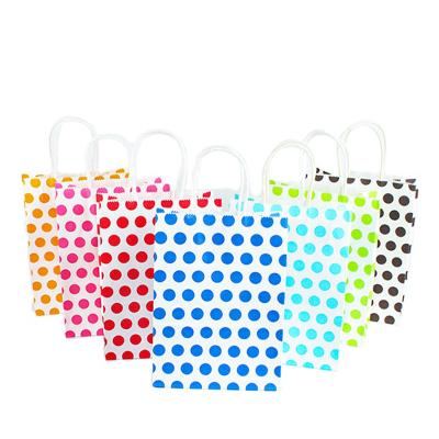 China 50pcs/lot Recyclable Paper Gift Bags With Handle Dot 16x22cm Colorful Dot Wedding Birthday Party Favor Fashion Decoration Packaging Bag for sale