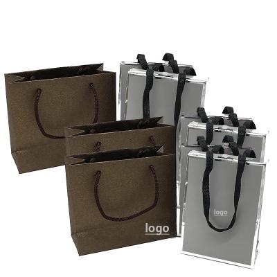 China Recyclable Whoisale Brown Craft Kraft Paper Gift Shopping Handle Carry Bags Your Own Customized LOGO for sale