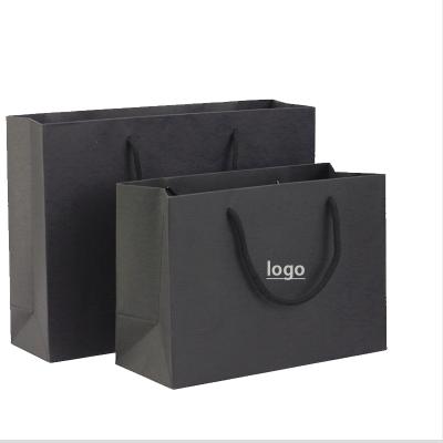 China OEM Recyclable Custom Printed Luxury Gift Shopping Black Paper Bag With Your Own Logo for sale