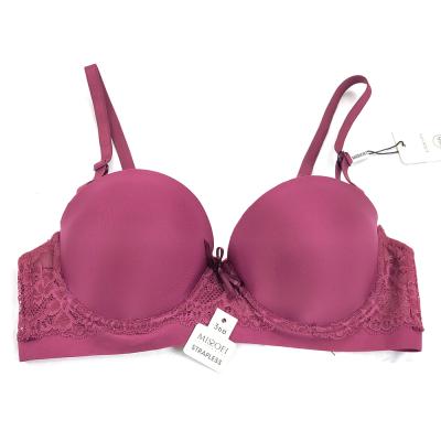 China Breathable Women Padded Underwear Push Up Strapless Lace Bra for sale