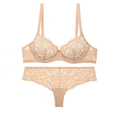 China Breathable Custom Lingerie Set See Underwire Women Lace Up Sexy Bra for sale