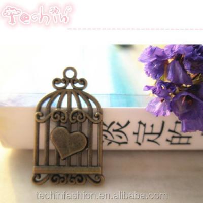 China ALLOY DIY handmade accessories wholesale retro 34*20MM Zakka love birdcage charm for sale