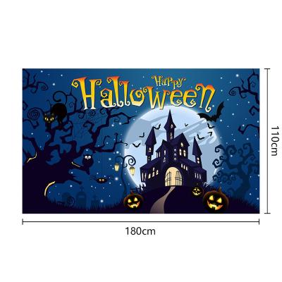 China Wholesale New Halloween Party Supplies Pumpkin Witch Theme Background Banner Eco-friendly Decoration Custom Banner for sale