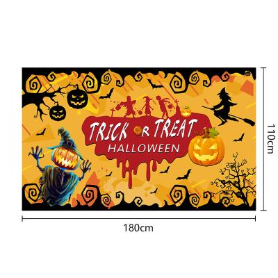 China New Eco-friendly Halloween Banner Party Supplies Pumpkin Witch Theme Background Customized Decoration Banner Wholesale for sale