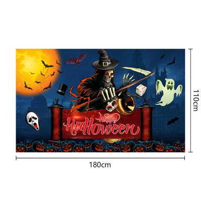 China New Yinbo Cloth Halloween Witch Pumpkin Lantern Theme Party Hanging Banner Party Banner Eco-friendly Background Decoration for sale