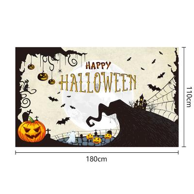 China New Halloween Pumpkin Bat Banner Background Party Background Eco-Friendly Yard Banner Halloween Atmosphere Decoration for sale