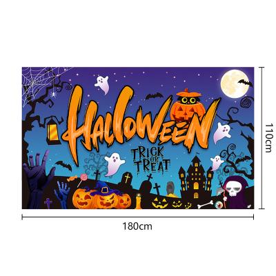 China Eco-friendly Wholesale Atmosphere Decoration Background Flags Large Halloween Banners Halloween Holiday Banners Photo Party Props for sale